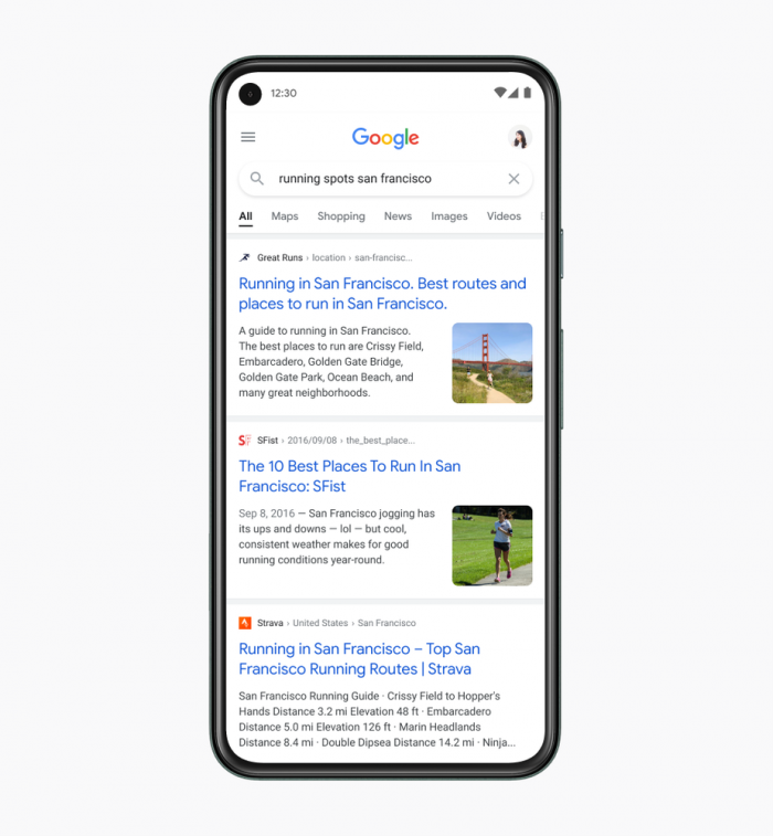 Google Search Mobile Redesigned View